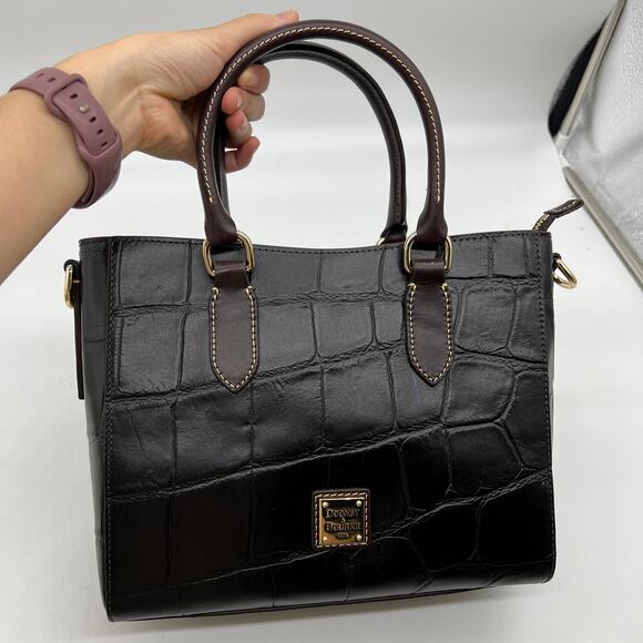 Dooney & Bourke Denison Croco Top Handle Tote	Espresso - Picture 1 of 16